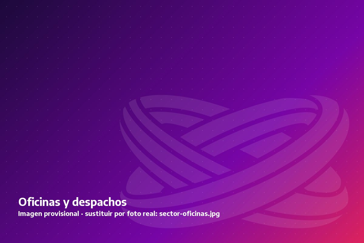 Recepción de una oficina con lector de accesos y videoportero junto a la puerta de entrada